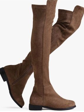 Over-the-Knee Sueded Boots in Brown